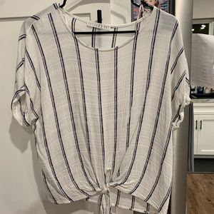 White/Navy Striped Blouse